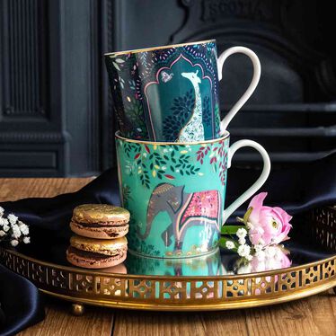 Sara Miller India Set of 4 Mugs, Assorted Sara Miller India Set of 4 Mugs, Assorted